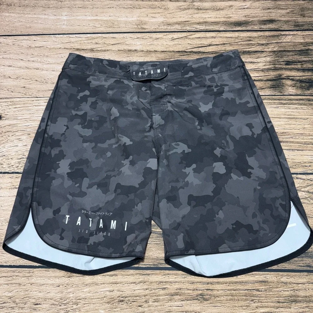 Tatami Grappling Shorts Men 36 XL Grey Camo BJJ MMA Jiu Jitsu Fight Wear